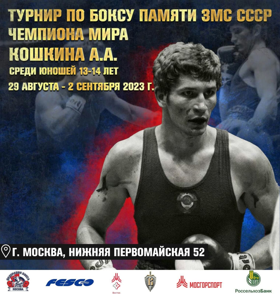 С 29 августа по 2 сентября состоится турнир по боксу, посвященный памяти чемпиона мира Александра Кошкина среди юношей 13-14 лет